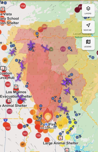 Regional wildfire monitoring map