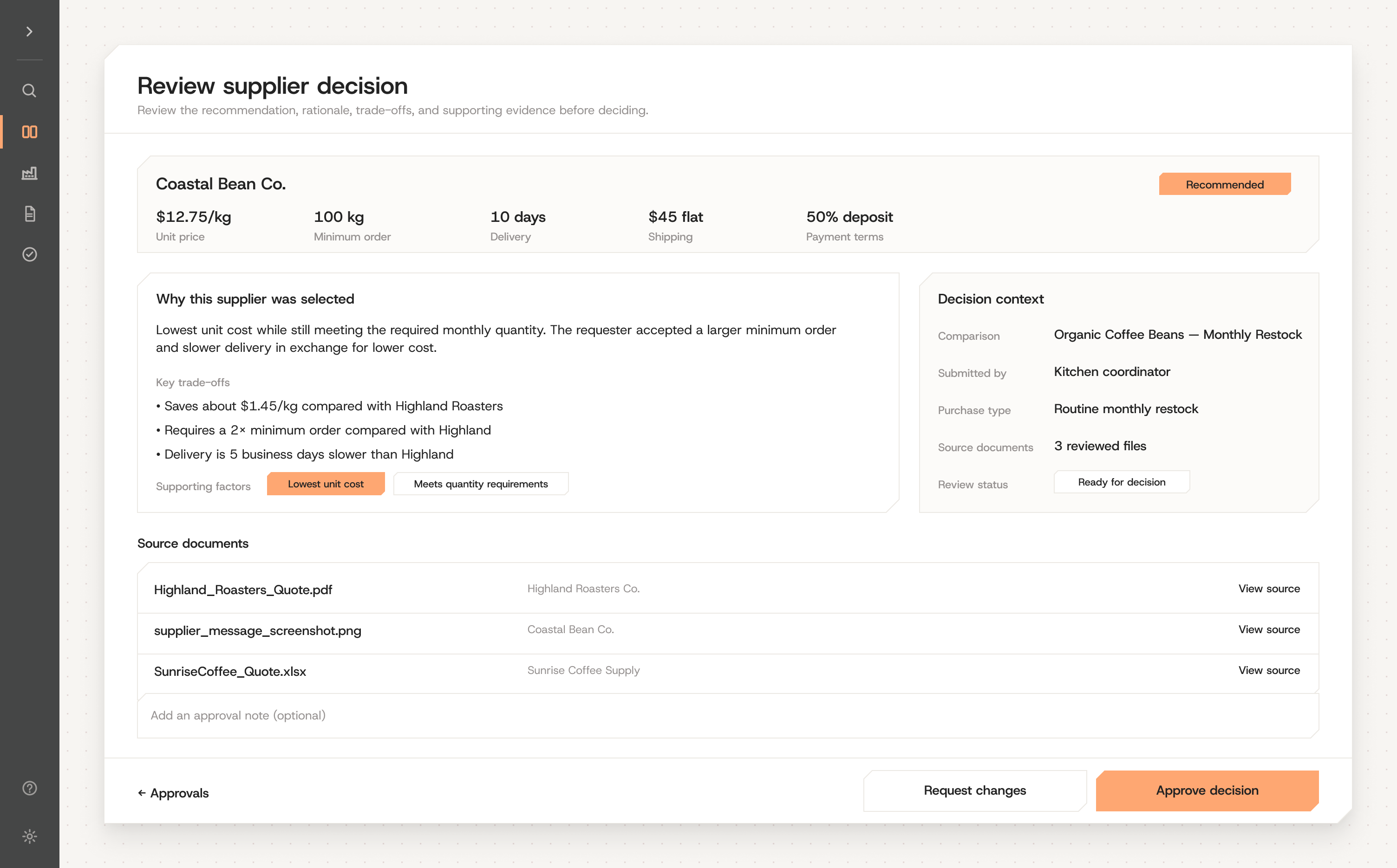 Approver review summary